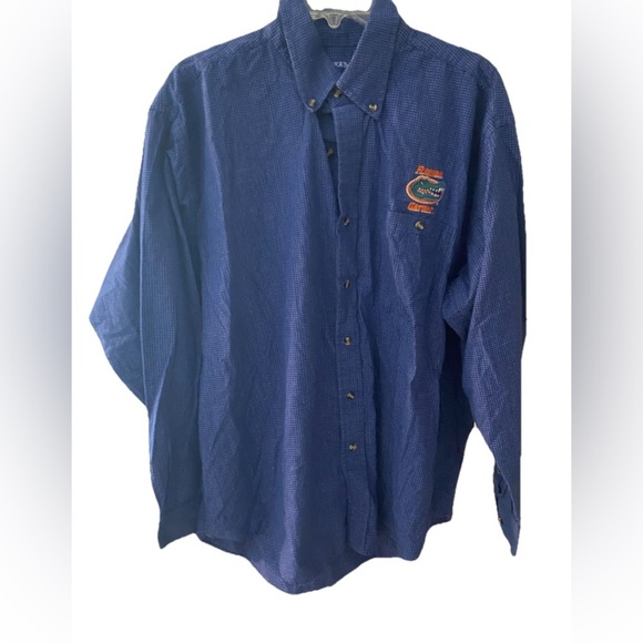 University Florida Gators ANTIGUA Football Blue Plaid Button Down Shirt Large - Picture 1 of 5